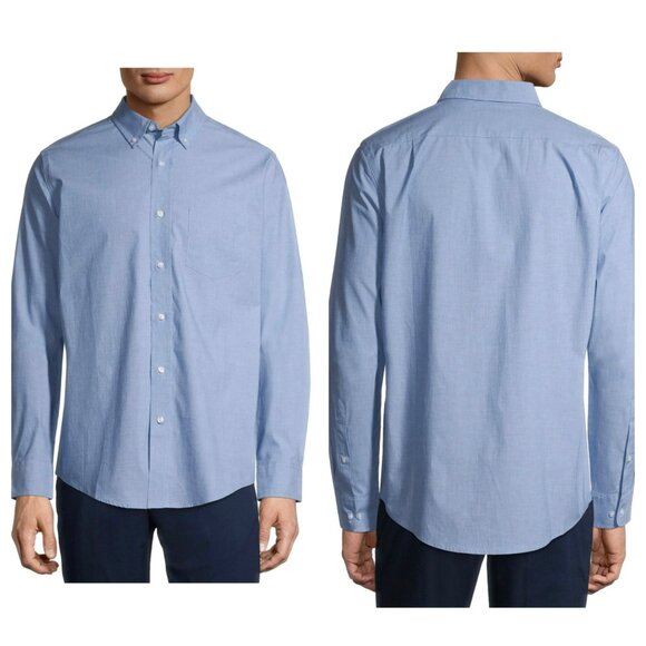 NWT George Men's Casual Comfort Laidback Long Sleeve Stretch Poplin Shirt SZ 2X - Picture 1 of 6